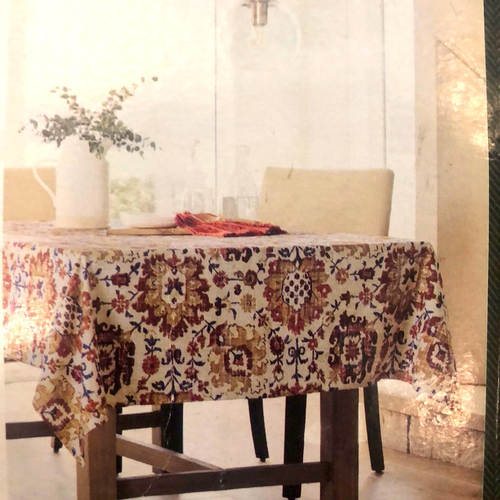 Threshold Oblong Tablecloth 52in X70 in Jacobean Washable Fabric Floral Rustic